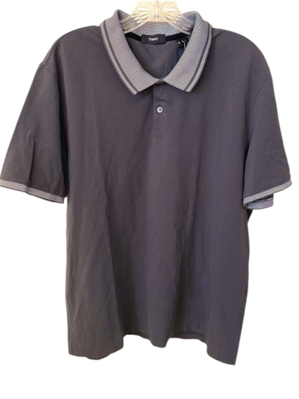 THEORY Polo Pima Cotton Gray Shirt XL Men’s Short Sleeve Golf Summer Resort
